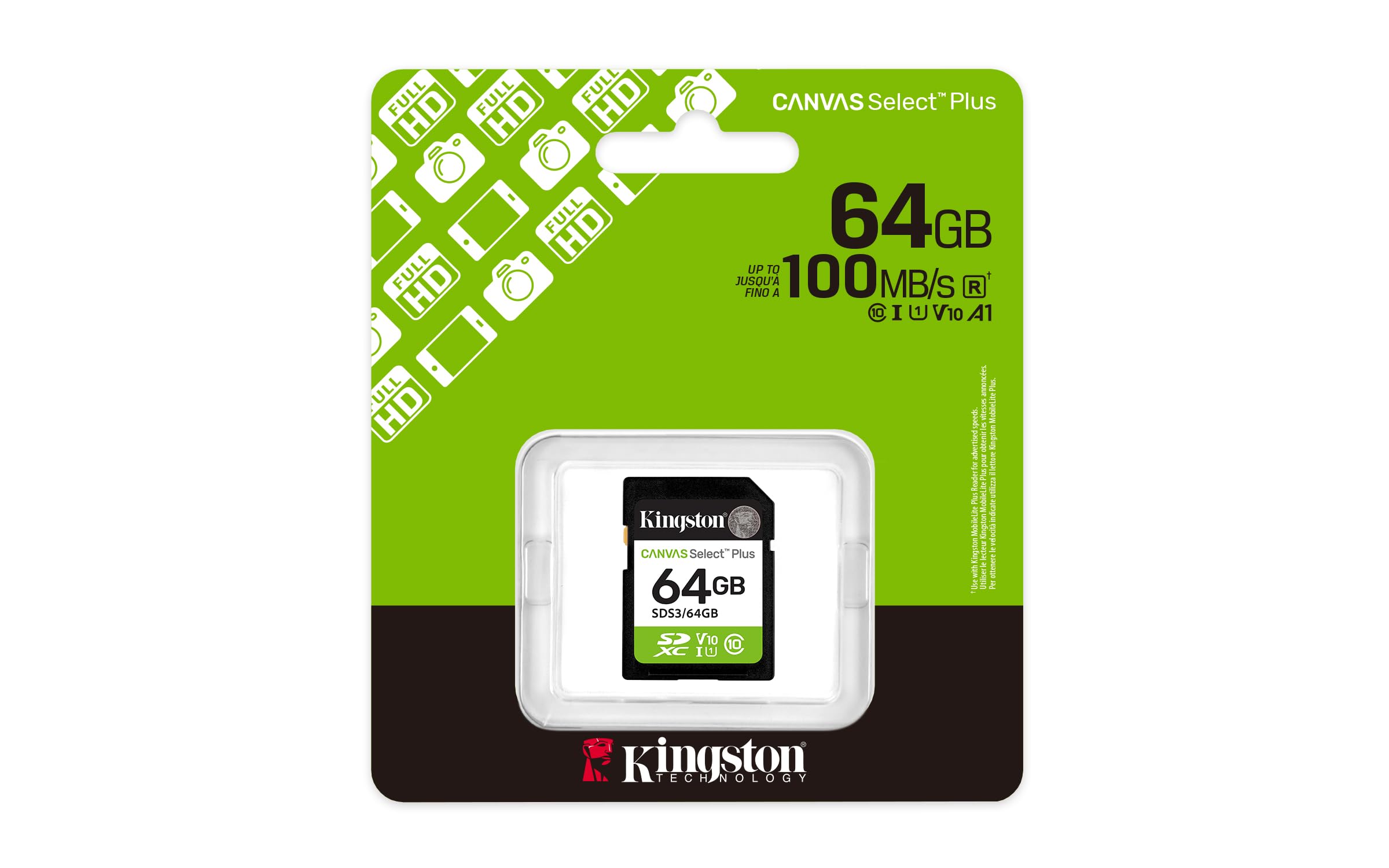 Amazon.com: Kingston 64GB Canvas Select Plus SD Card Up to 100MB/s
